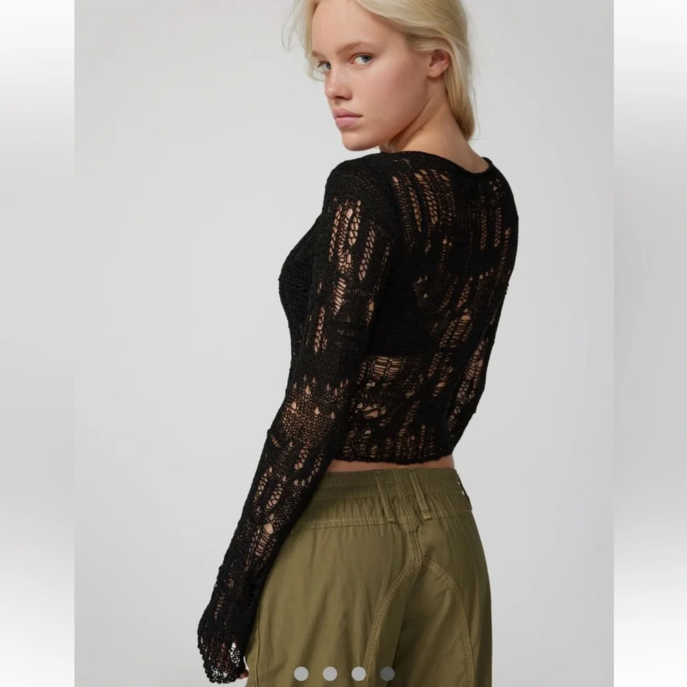 Distressed goth knit black long sleeve sweater urban outfitters - Picture 6 of 9